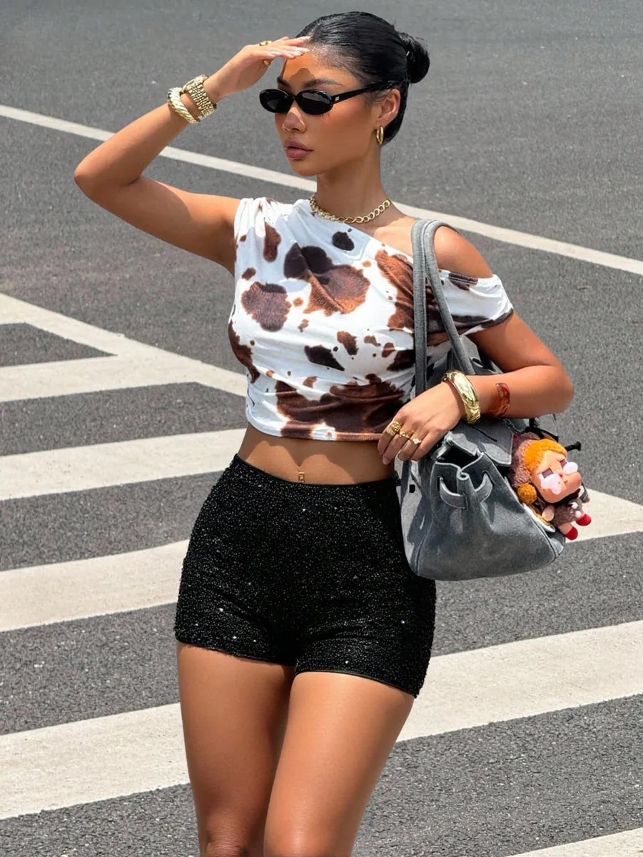Shorts Lentejuelas Black Sparkle Night - vista 6