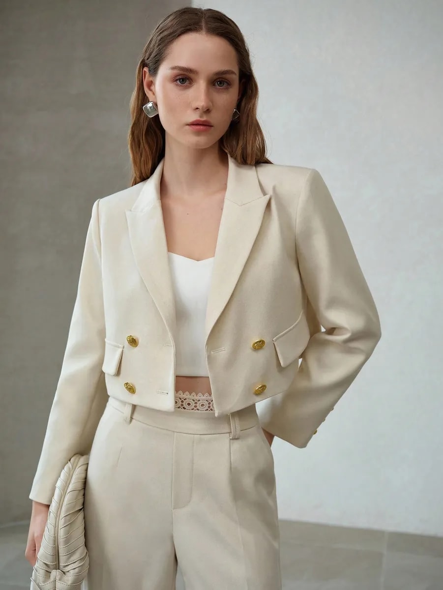 Blazer Crop Gold Ivory - vista 1