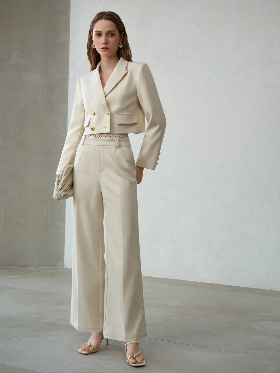 Blazer Crop Gold Ivory - vista 3